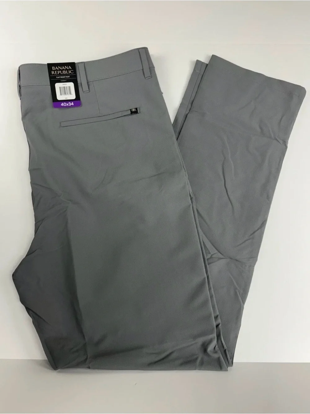 Banana Republic Men's Flat Front Pant Slim Fit Stretch Fabric Wicking 40x34 Gray